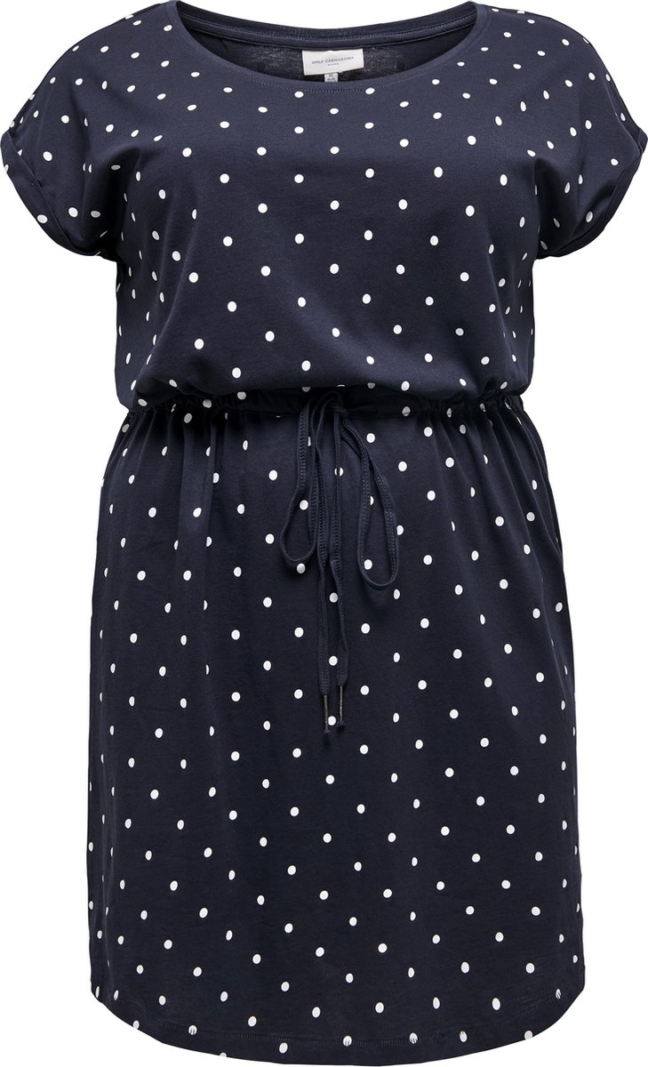 ONLY CARMAKOMA CARAPRIL SS KNEE DRESS STRIPE Dames Jurk - Maat S-42/44
