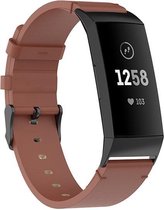 Luxe Lederen Armband Geschikt Voor Fitbit Charge 3/4 Horloge Bandje - Leren iWatch Watchband Polsband - Watch Band Strap - Sportband - Vervang Horlogeband - Bruin