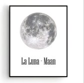 Poster Maan  La Luna Wit - Muurdecoratie Slaapkamer - 70x50cm - Postercity