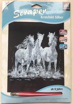 Scratching Wilde paarden kras tekenen zilver 20x25.2 cm