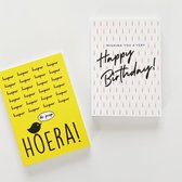 20 Verjaardagskaarten - 10x Hieperdepiep Hoera! + 10x Happy Birthday