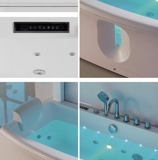 Hoekbad whirlpool LED zwart 205 x 150 cm SENADO Hoekbad whirlpool LED zwart 205 x 150 cm SENADO