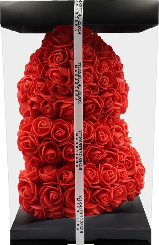 Roses of Eternity - Rose bear met giftbox 25 cm - rozen beer - Valentijn - Kerst - Romantisch Liefdes Moederdag cadeautje - Valentijnsdag - Cadeau voor vrouw - Huwelijk - Vriendin- rood