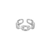 Schakel Ring voor Vrouwen - Zilveren ringen - Ringen - één maat /Verstelbaar - Roestvrij Stalen Ring - Dames Sieraden - Een Maat