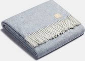 ALPAKA - Classic Fishbone - Alpaca-wollen Plaid – Staalblauw/Wit – 150x200