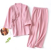 MKL - Dames Katoenen Pyjama - Badjas kimono - Dag en nachtkleding - Lounge - Zwangpyjama