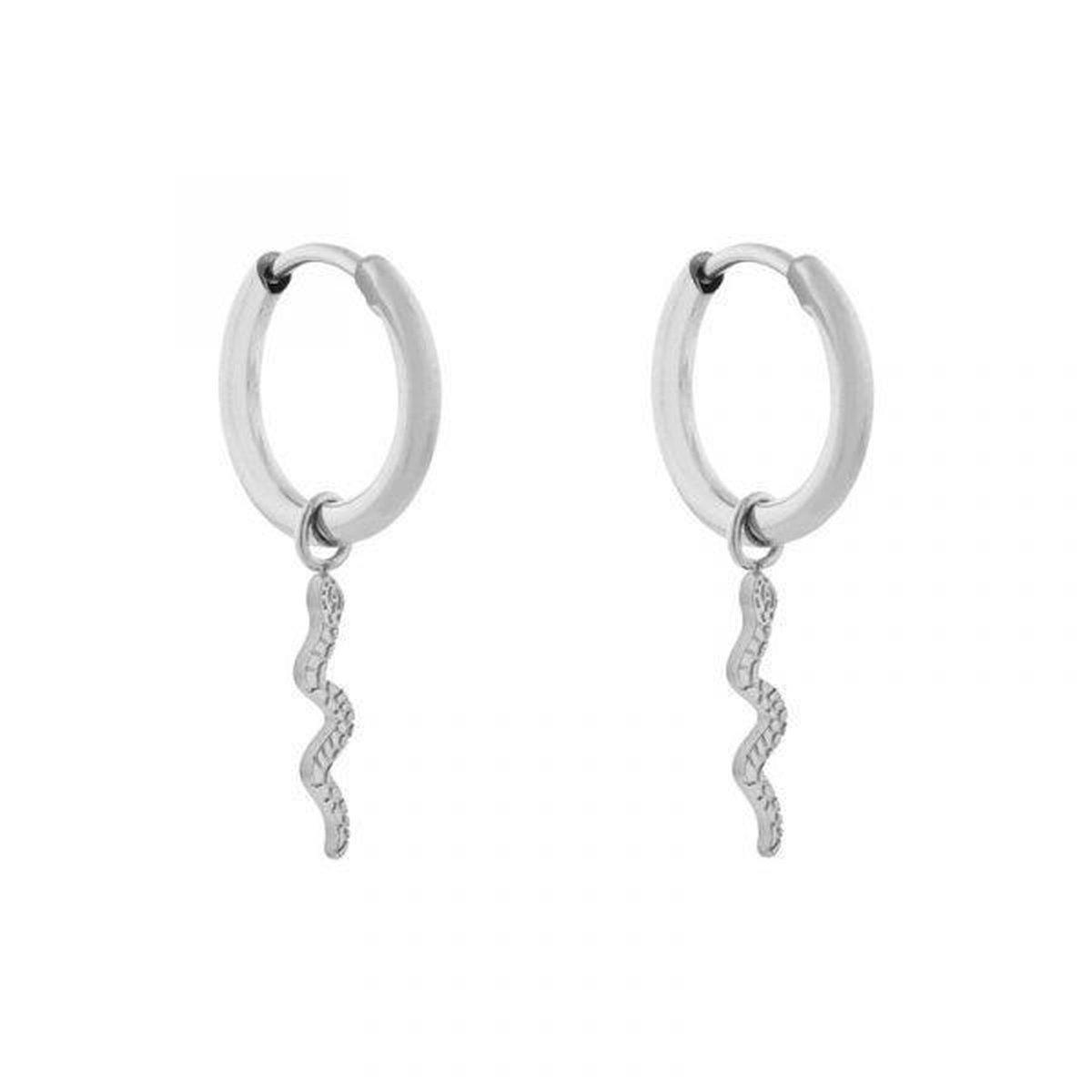Essentialistics - Oorbellen minimalistisch slang - Zilver - Stainless steel (verkleurt niet) - Kliksluiting