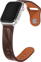 Geschikt voor Apple Watch bandje 42 / 44 / 45 mm - Series 1 2 3 4 5 6 7 SE - Smartwatch iWatch horloge band - 42mm 44mm 45mm - Fungus - PU Leer - Bruin - Army
