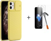 GSMNed – iPhone 11 Geel  – hoogwaardig siliconen Case Geel – iPhone 11 Geel – hoesje voor iPhone geel – shockproof – camera bescherming – met screenprotector iPhone 11