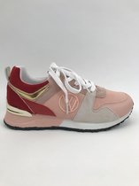 sneaker roze/rood/beige/goud laag model veter uitneembare zool