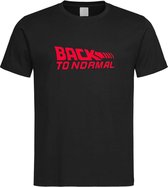 Zwart T shirt met Rood logo " Back To Normal " print size S