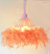 Funnylight Design hanglamp Kiki met zalm kleurige veren voor de hal kamer en slaapkamer