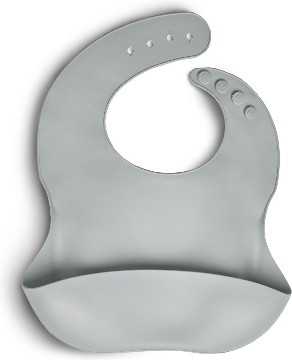 Goedkoopste Telano® Slabbetje met Opvangbakje Lichtgrijs - Siliconen Slabber Baby Peuter - Verstelbaar en Waterproof - Kraamcadeau Jongen - Meisje