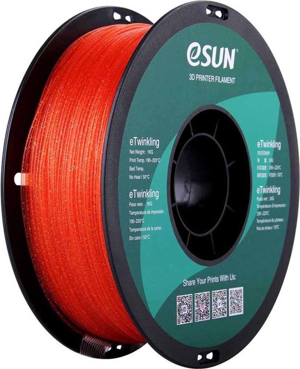 eSun eTwinkling-PLA Warm oranje / Orange 1kg - 1.75mm - 3D printer filament - Flevo Print