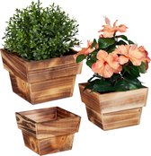 Relaxdays plantenbak hout - set van 3 - bloembak - bloempot - tuindecoratie - plantenpot