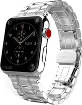 Geschikt voor Apple Watch bandje 42 / 44 / 45 / 49 mm - Series 1 2 3 4 5 6 7 8 SE Ultra - Smartwatch iWatch horloge band - 42mm 44mm 45mm 49mm - Fungus - RVS metaal - Zilver - Chiq