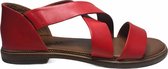 Manlisa elastiek platte lederen comfort sandalen S107-3023 rood mt 37