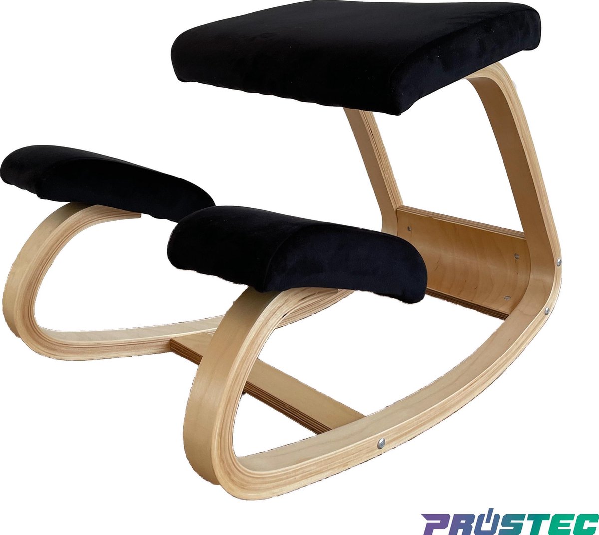 Prostec Kniestoel - Ergonomische Bureaustoel en Werkkruk - Zwart - Aangename houding - Hout - Max 120 KG