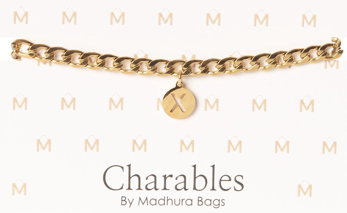 Charables by Madhura Bags Armband Elegance Goud – Waterproof – Hypoallergeen – RVS - Naamletter X