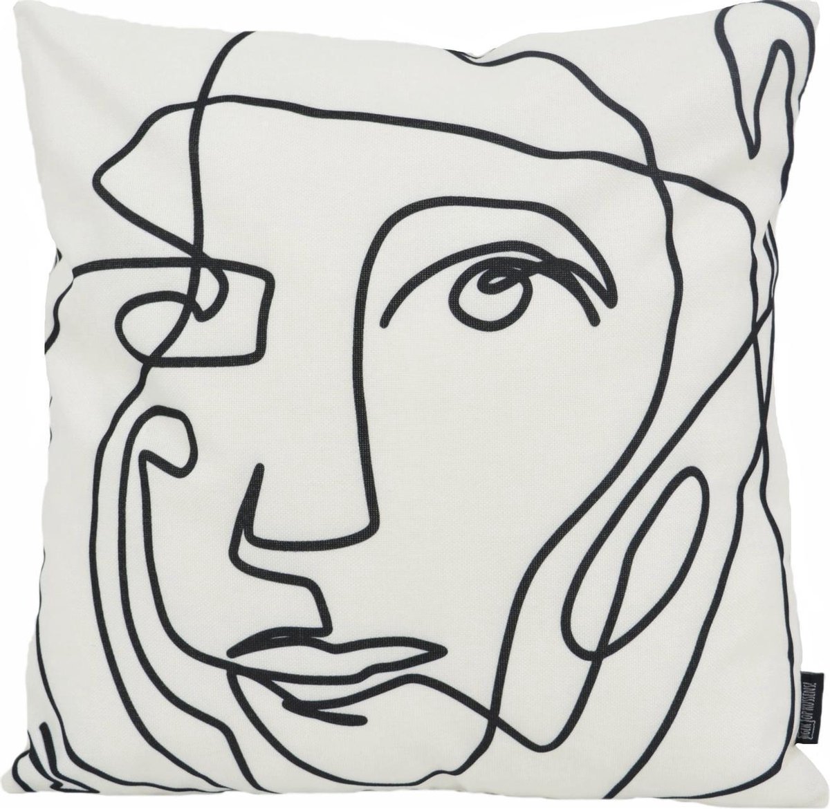 Gek op Kussens! Abstract Face White / Wit Kussenhoes | Outdoor / Buiten | Katoen / Polyester | 45 x 45 cm
