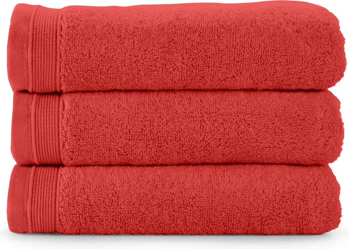 Bamatex Home Textiles - Collectie Emotion - Handdoek - 50*100 cm - RED - set van 3 stuks - Egeïsche gekamde katoen - 540 g/m2