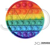 Jumada's Pop-it Fidget Toy - Fidget Toy Speelgoed - Anti-stress Speelgoed - Rond - Regenboog - 12,5 x 12,5 x 1,5 cm