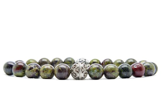 Beaddhism - Armband - Dragonblood Stone - Zilver - Kashmir - 8 mm - 21 cm