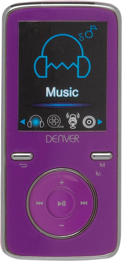 Denver MP3 speler met Oortjes - MP4 Speler 4GB - Micro SD - MPG4054NR - Paars