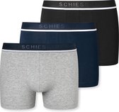 Schiesser 95/5 Organic Heren Shorts - 3 pack - Zwart - Donkerblauw - Grijs Melange - Maat S