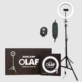OLAF RREMIUM - Ringlamp -  Ringlight - 10inch - Standaard/statief - 160cm - LED verlichting - Make-Up lamp - Selfielamp - Studiolamp - Influencer - Youtube - Instagram - Telefoon -
