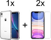 iParadise iPhone XR hoesje shock proof case transparant cover hoes hoesjes - 2x iphone XR screenprotector screen protector