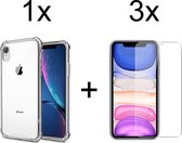 iParadise iPhone XR hoesje shock proof case transparant cover hoes hoesjes - 3x iphone XR screenprotector screen protector