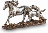 Paard - stel - 27x16x8cm - Polyserin - Antiek zilver
