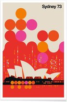 JUNIQE - Poster Vintage Sydney 73 rood -13x18 /Oranje & Rood