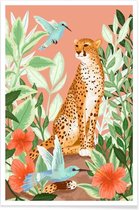JUNIQE - Poster Tropic Cheetah -30x45 /Groen & Oranje