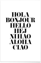 JUNIQE - Poster Hellos talen -30x45 /Wit & Zwart