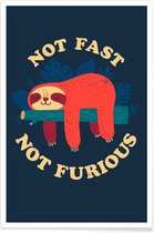 JUNIQE - Poster Not Fast, Not Furious -13x18 /Blauw