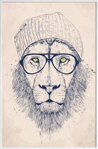 JUNIQE - Poster in kunststof lijst Coole leeuw - tekening -20x30