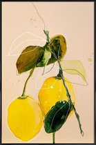 JUNIQE - Poster in kunststof lijst Aquarel citroen -40x60 /Geel &