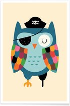 JUNIQE - Poster Captain Whooo -40x60 /Kleurrijk