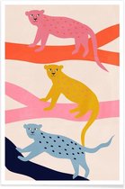 JUNIQE - Poster Leopard Tree -20x30 /Kleurrijk
