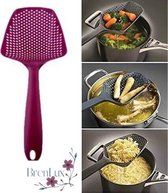✿ Brenlux - Keukenspaan - Vergiet met steel - keukenlepel - Vergietlepel - Zeef met steel - Onmisbaar vergiet - Schep vergiet – Keukengerief – Kleur paars
