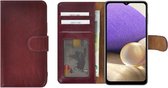 Samsung Galaxy A42 hoesje - Bookcase - Samsung A42 Hoesje Book Case Wallet Echt Leder Bordeaux Rood Cover