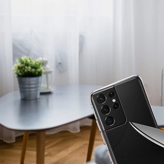 Étui Samsung Galaxy S21 Étui souple en Siliconen TPU transparent + protecteur d'écran en Tempered Glass 2X