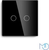 EU Touch LED Dimmer met Kristal glazen panel - Zwart