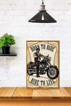 3D Retro hout Poster Kleine Born to Ride