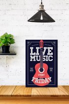 3D Retro hout Poster Kleine Live Music