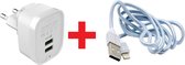 USB Lader | lader met iPhone kabel | 2 USB Poorten | lader met iPad kabel - Lader iPhone + lightning kabel van 1 Meter - Apple iPhone 11/11 PRO/ XS/ XR/ X/ iPhone 8/ 8 Plus/ iPhone