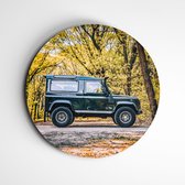 IDecorate - Schilderij - Range Rover Auto Zijaanzicht Fotoprint Forex - Groen, Bruin En Oranje - 60 X 60 Cm