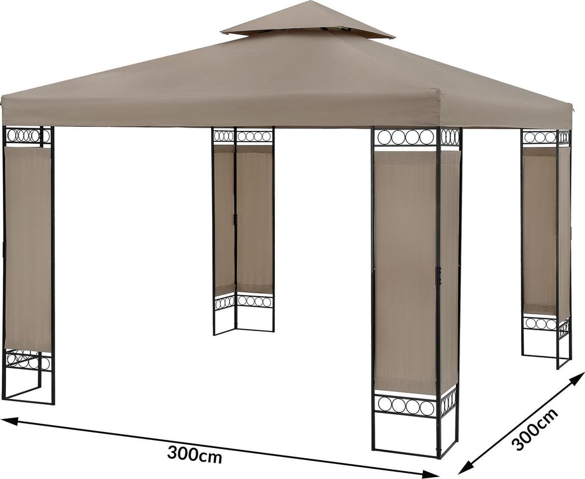 Paviljoen Lorca 3x3m metaal waterafstotend partytent Taupe